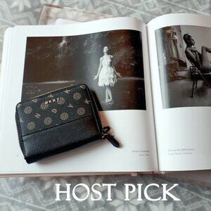 NWT DKNY black & taupe monogram small wallet